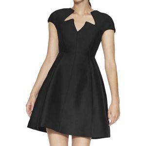 HALSTON CAP SLEEVE NOTCH NECK 

DRESS